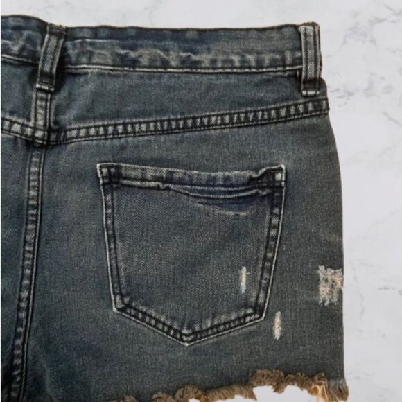Free People Black Jean Shorts Distressed Cut-Off Style - Picture 4 of 8